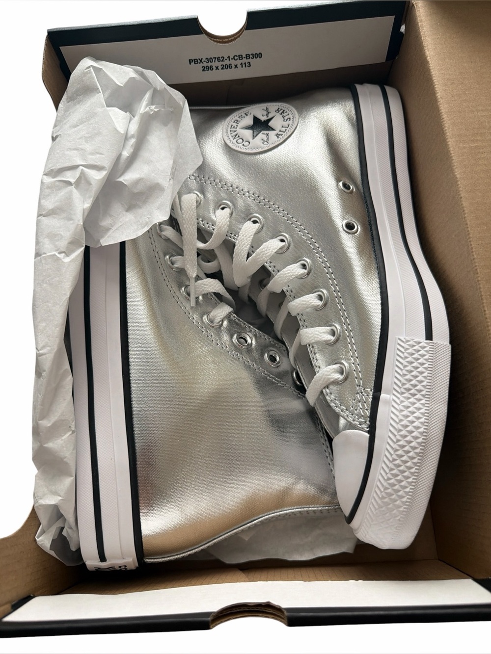 Converse CTAS Silver Metallic High Top Sneakers NIB Size 9